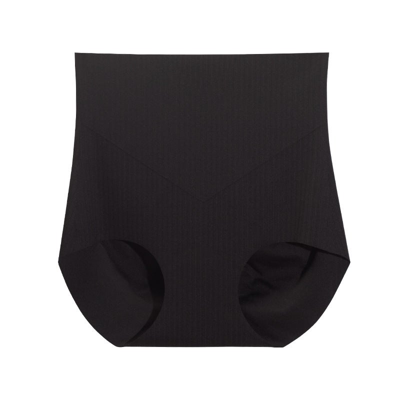Seamless High-Waist Silk Briefs with Antibacterial Crotch Black  - Image 1