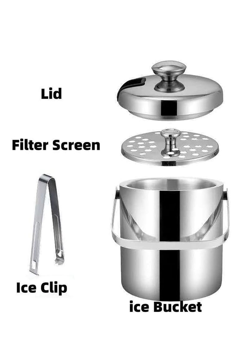 فلوشرينيك دلو الثلج ، دلو الشمبانيا ، مع الغطاء ، اللسان الثلج والمصف. 3L معزولة الفولاذ المقاوم للصدأ المحمولة كولير بايلز,يبقي الجليد بارد لساعات,مثالية للكوكتيل بار,التخييم,تبريد البيرة / النبيذ - Image 3