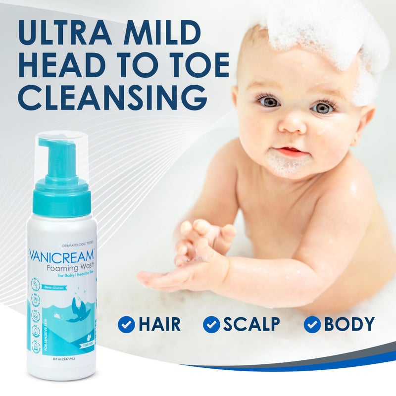 Vanicream Foaming Wash for Baby, 8 Oz, Gentle Cleanse and Moisture, Tear-Free Baby Shampoo and Body Wash with Beta-Glucan, Formulated without Common Irritants for Sensitive Skin, All Ages - Image 3