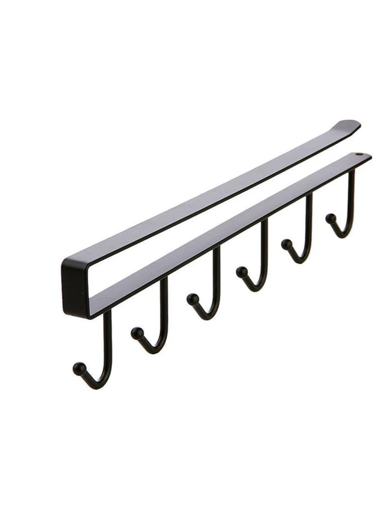 Hanging cup rack with hooks, under-cabinet cup hooks, multi-functional under-cabinet organizer holder, metal, suitable for most cooking utensils, can be hung without screws