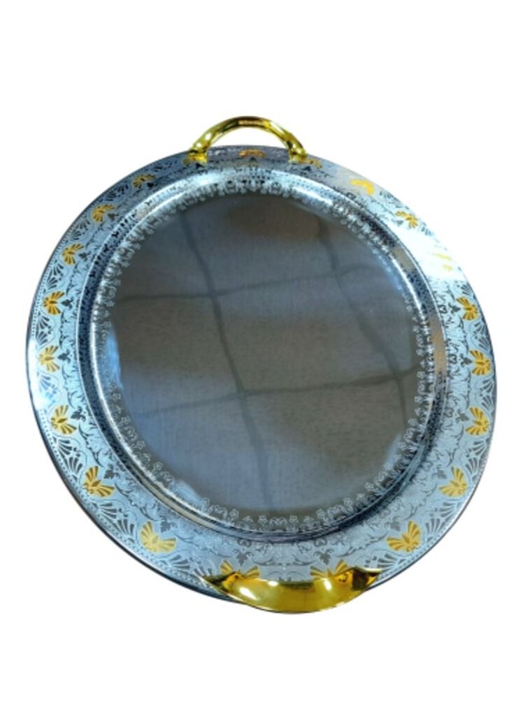 Jazz 3 piece golden stainless steel oval trays set - Image 1