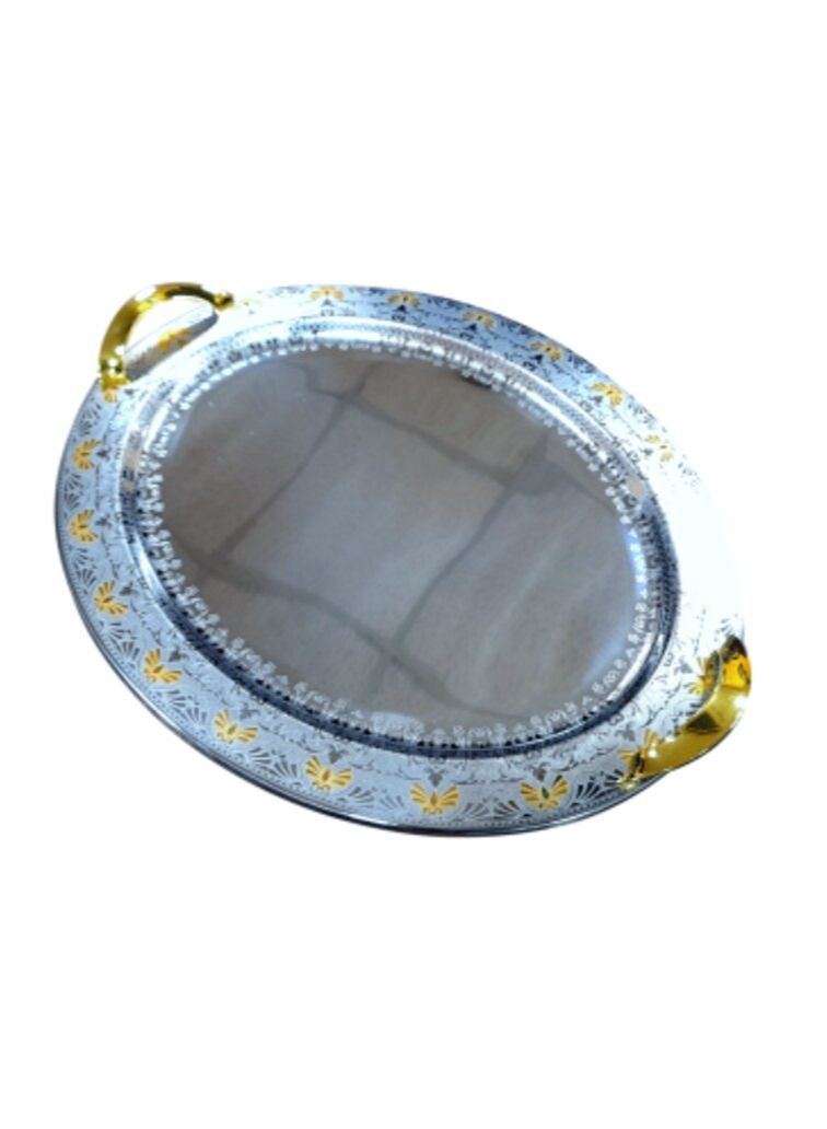 Jazz 3 piece golden stainless steel oval trays set - Image 3