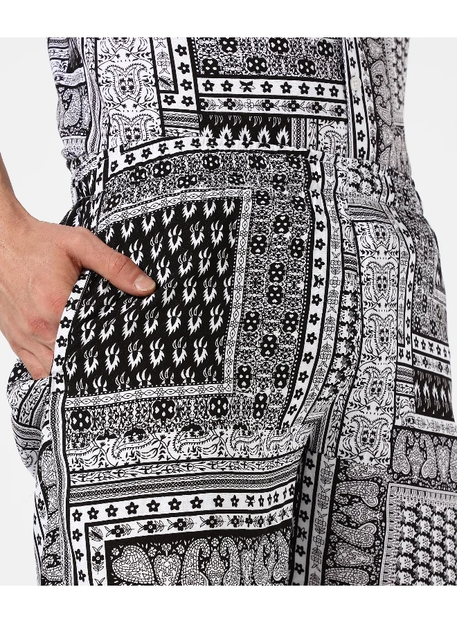 Campus Sutra Men's Multicolour Bohemian Print Co-Ord Set For Casual Wear | Cotton Rayon Fabric | Clothing Set Crafted With Comfort Fit & High Performance For Everyday Wear