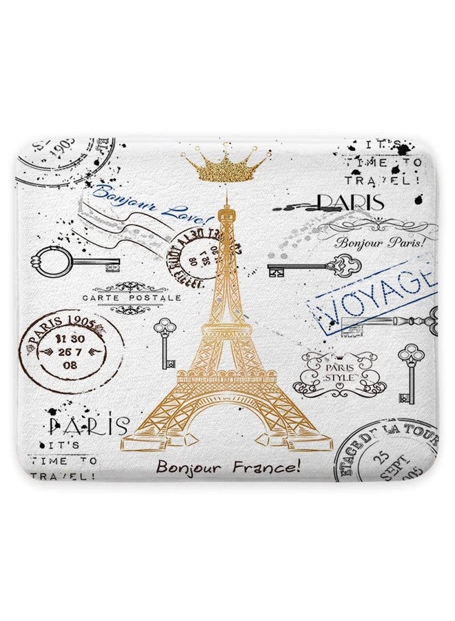 Bzhilja Paris Bath Rug, Eiffel Tower Unisex Non Slip Bath Mats, Golden Lettering European French Crown Retro Stamp Art Bath Rug Sets for Bathroom Bedroom Kitchen Outdoor Indoor,17x29 Inch - Image 3