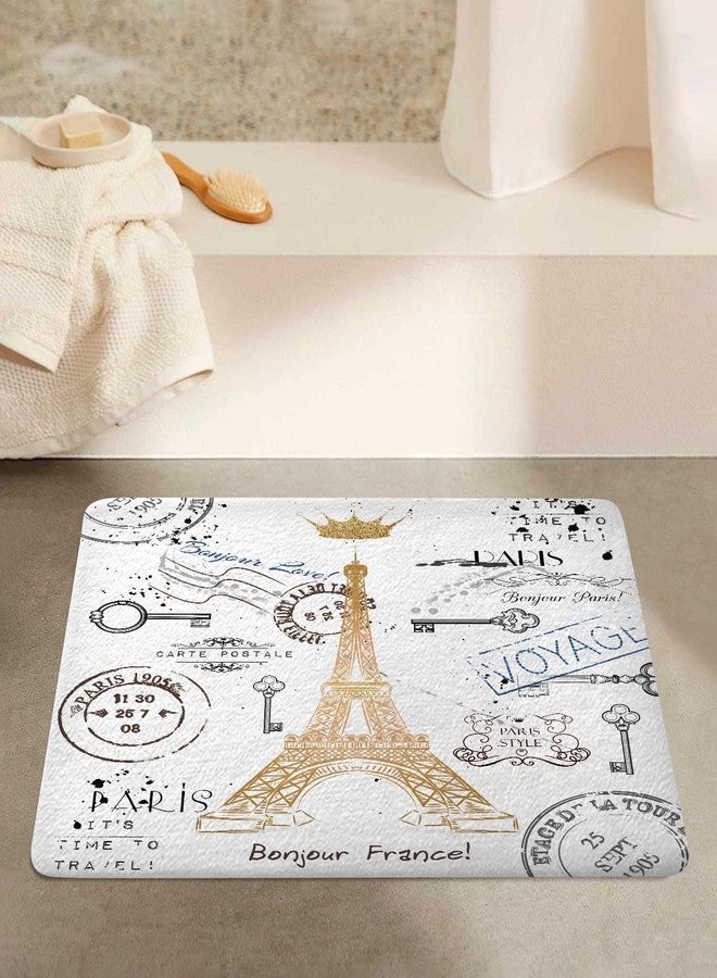 Bzhilja Paris Bath Rug, Eiffel Tower Unisex Non Slip Bath Mats, Golden Lettering European French Crown Retro Stamp Art Bath Rug Sets for Bathroom Bedroom Kitchen Outdoor Indoor,17x29 Inch - Image 4