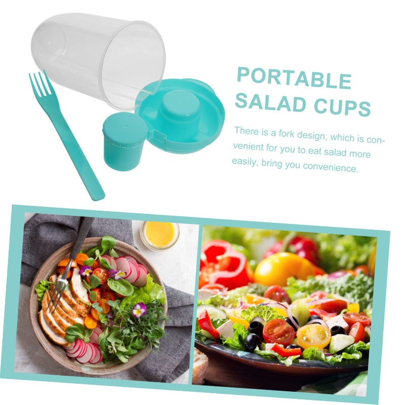 2 Pcs Salad Container Shaker Cups With Fork And Dressing Holder For Meal Prep - Image 5