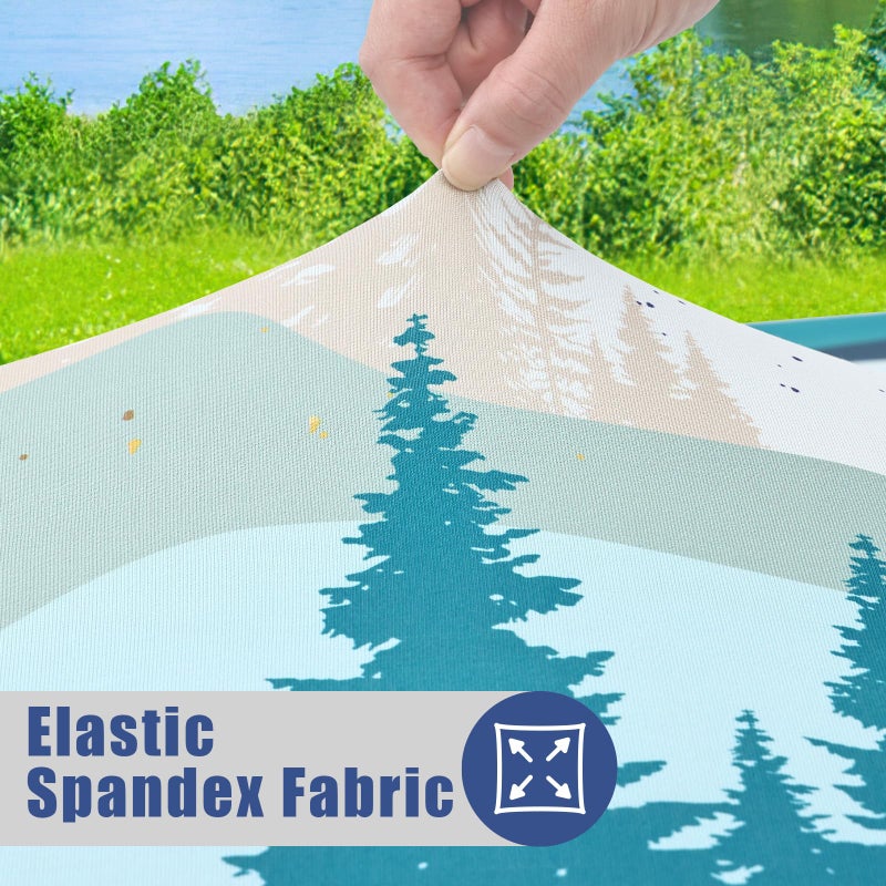 Moosfor Spandex Elastic Fitted 6FT Rectangle Table Cloth, Stretch Washable Tablecloths, Reusable Table Cover for Outdoor Picnic, Camping, Patio,Dining & Kitchen (Forest, 30"x72") - Image 2