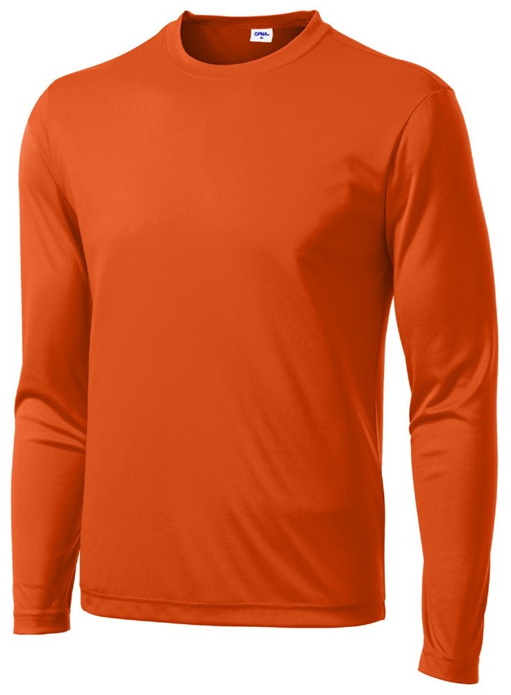 Opna Men's Long Sleeve Moisture Wicking Athletic Shirts, Dry Fit Long Sleeve UV Protection Shirts Men for Workout, Running, Hiking Orange - Image 1