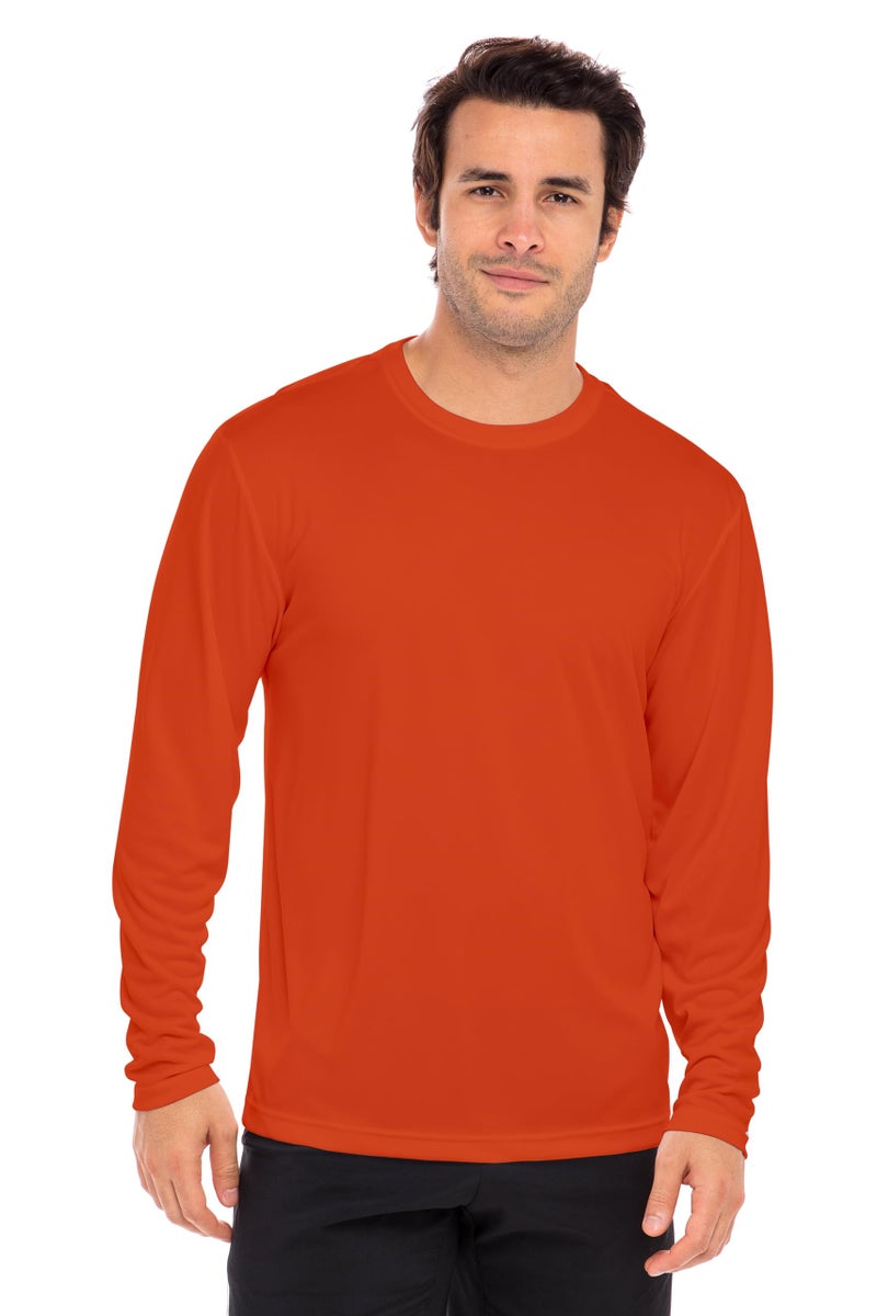 Opna Men's Long Sleeve Moisture Wicking Athletic Shirts, Dry Fit Long Sleeve UV Protection Shirts Men for Workout, Running, Hiking Orange - Image 2