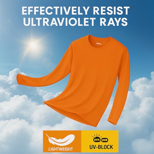 Opna Men's Long Sleeve Moisture Wicking Athletic Shirts, Dry Fit Long Sleeve UV Protection Shirts Men for Workout, Running, Hiking Orange - Image 3