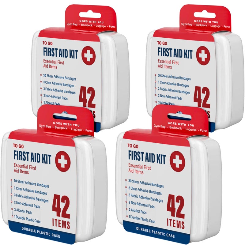 DecorRack 4 Pack Mini First Aid Kits, Small Travel Size Kit, First Aid Patch with 168 Items, Durable Plastic Box Perfect for Car, Home, Boat, or Camping, (168 Pieces, 4 Pack) - Image 3