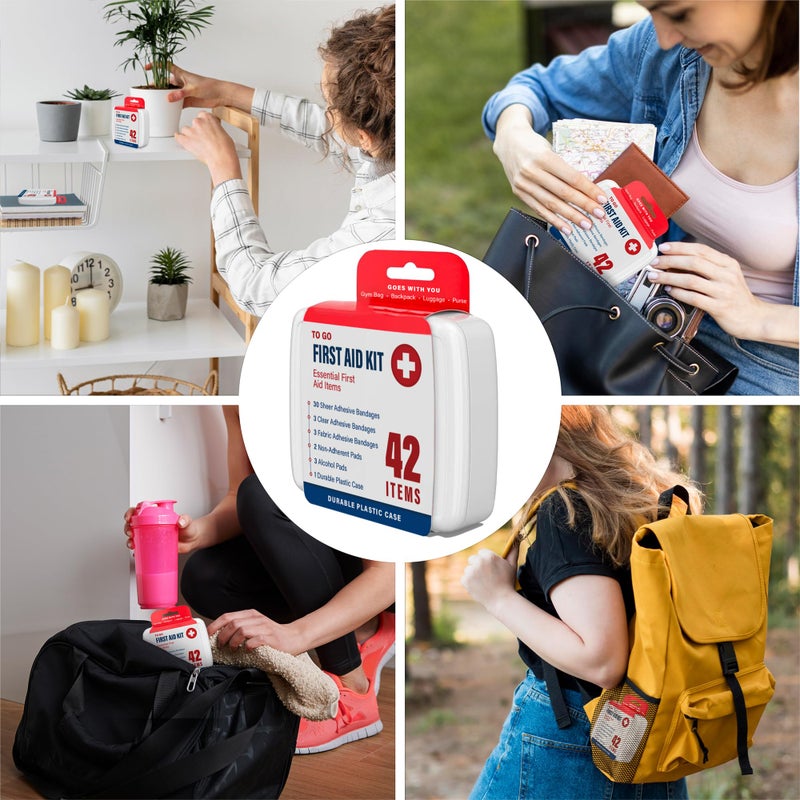 DecorRack 4 Pack Mini First Aid Kits, Small Travel Size Kit, First Aid Patch with 168 Items, Durable Plastic Box Perfect for Car, Home, Boat, or Camping, (168 Pieces, 4 Pack) - Image 5