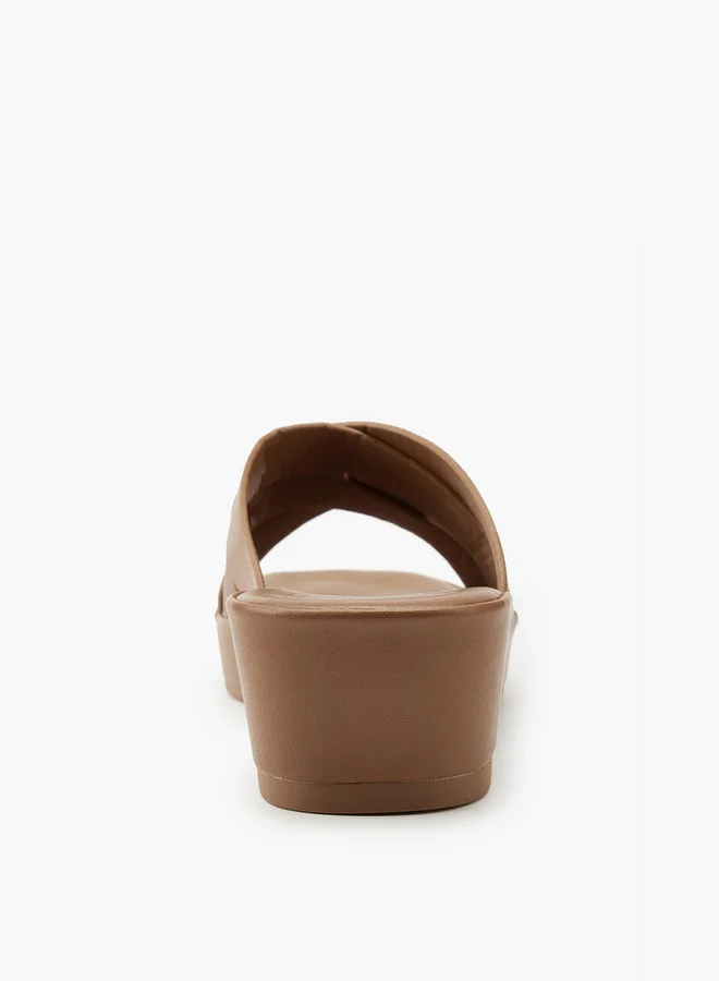 Flora Bella By Shoexpress Textured Criss-Cross Wedge Sandals