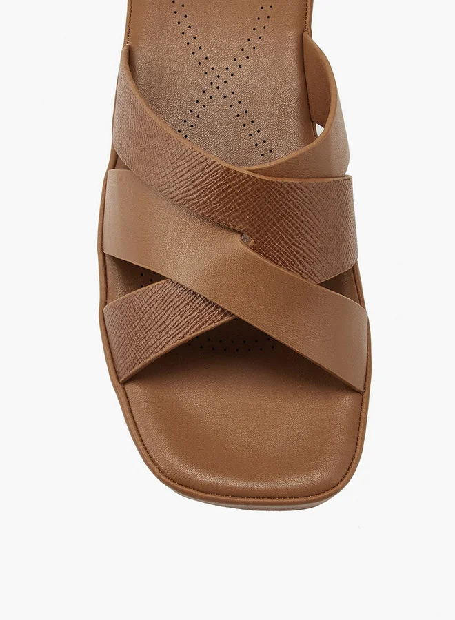 Flora Bella By Shoexpress Textured Criss-Cross Wedge Sandals
