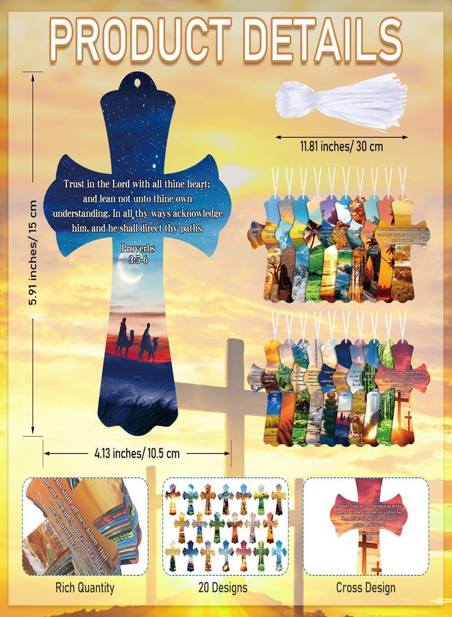 PerKoop 60 Pcs Bible Verse Christian Bookmarks Religious Cross Shaped Bookmarks Bulk Church Book Marks with Scriptures for VBS Church Gifts Bible Sunday School Study Supplies Prizes, 5.9 x 4 Inch - Image 2