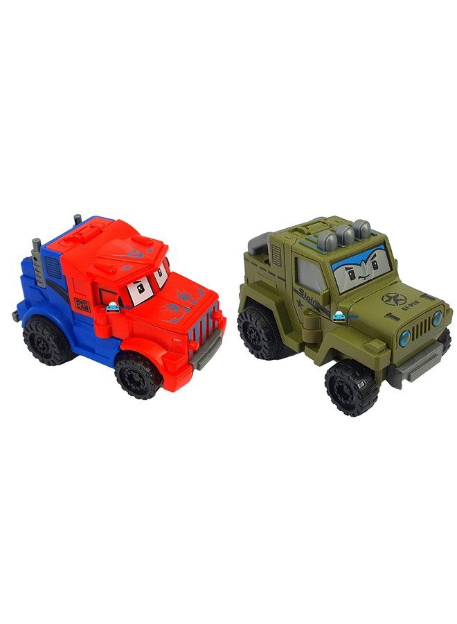 FunBlast لعبة سيارة للأطفال (عبوة من 2) سيارة 2 في 1 إلى لعبة روبوت للأطفال لعبة سيارة سحب للخلف للأطفال من عمر 3 سنوات فما فوق (متعددة الألوان) - Image 1