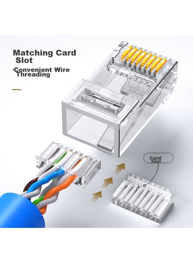 Ofnpftth Cat6a Rj45 Connectors, Unshielded Two-piece Ethernet Cable Plugs, Gigabit Network Connectors, 30-pack Computer Network Connectors Wj-15365 - Image 2