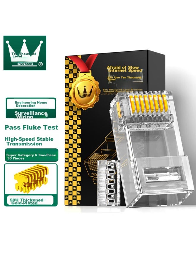 Ofnpftth Cat6a Rj45 Connectors, Unshielded Two-piece Ethernet Cable Plugs, Gigabit Network Connectors, 30-pack Computer Network Connectors Wj-15365 - Image 1