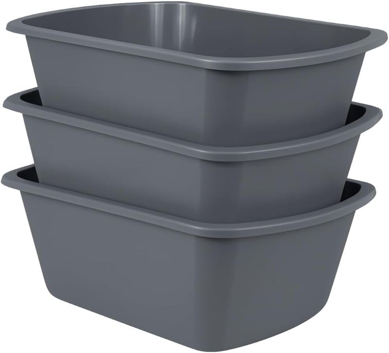 Vakly Wash Basins – Rectangular Plastic Hospital Bedside Soaking Tub - Small 7 Qt Graduated Bucket - Portable Washbasin for Washing, Cleaning, Foot Bath, Dishes, Face Cleansing Bowl (3) - Image 1