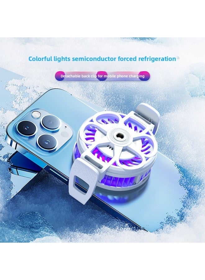 Cool G7 Mobile Phone Radiator Semiconductor Refrigeration RGB Lamp Magnetic Back Clip Game Live Cooling-Colour:G7 Colorful Edition - White (back + Air Cooling Lights) - Image 1