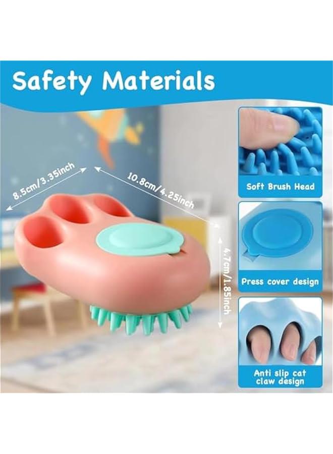 هوكور فرشاة استحمام للكلاب من ساب وولف، قطعتان من فرشاة شامبو الكلب، فرشاة تدليك للعناية بالحيوانات الاليفة مع موزع صابون وشامبو لغسل الكلاب والقطط ذات الشعر القصير والطويل، فرشاة العناية بالكلاب - Image 2