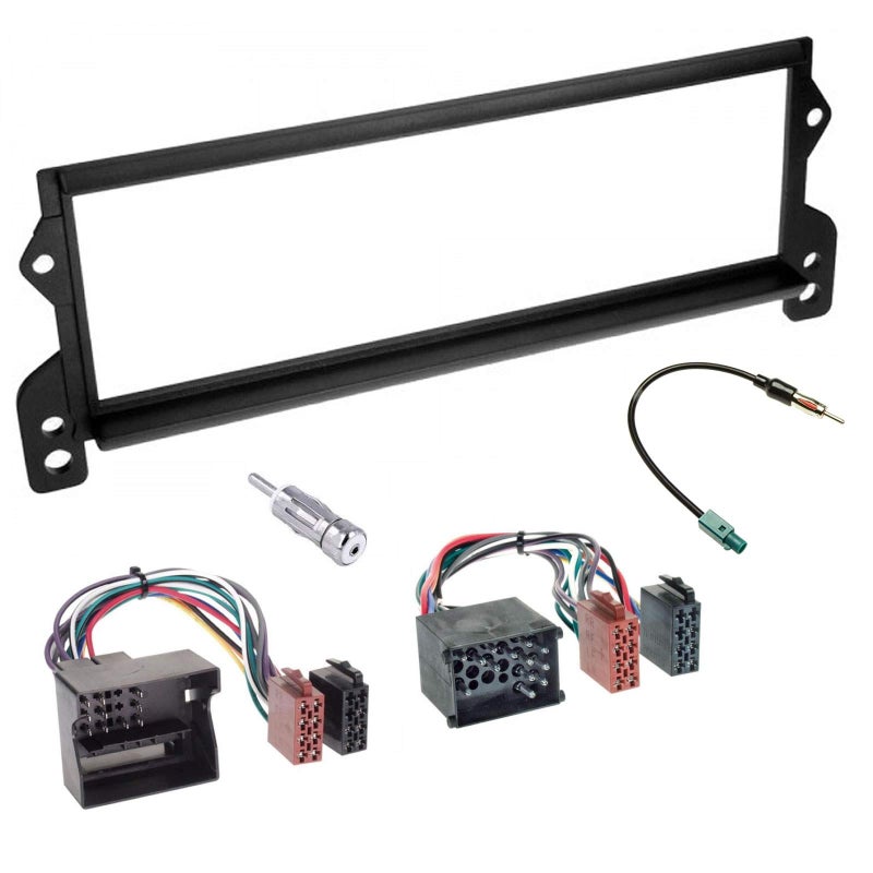 Generic Sound-way Single DIN Car Radio Frame Installation Kit, 1 DIN Front Panel Frame, Quadlock ISO Connector Cable, Antenna Adapter, compatible with BMW Mini Cooper 2000-2006  - Image 1