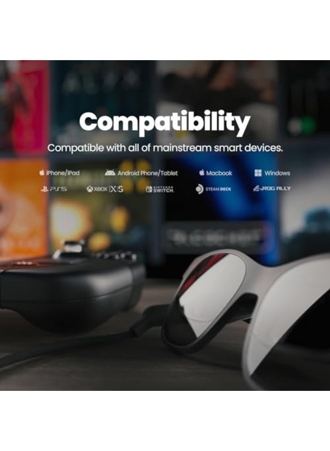 اكسريال XREAL Air 2 Pro AR، شاشة ذكية قابلة للارتداء مع 3 ملفات تعريف كهربائية، 120 هرتز 330 هرتز، نظارات ذكية، شاشة ألعاب، متوافقة مع iPhone 16/15، Steam Deck/ROG G/Mac/PC/Android/iOS - Image 2