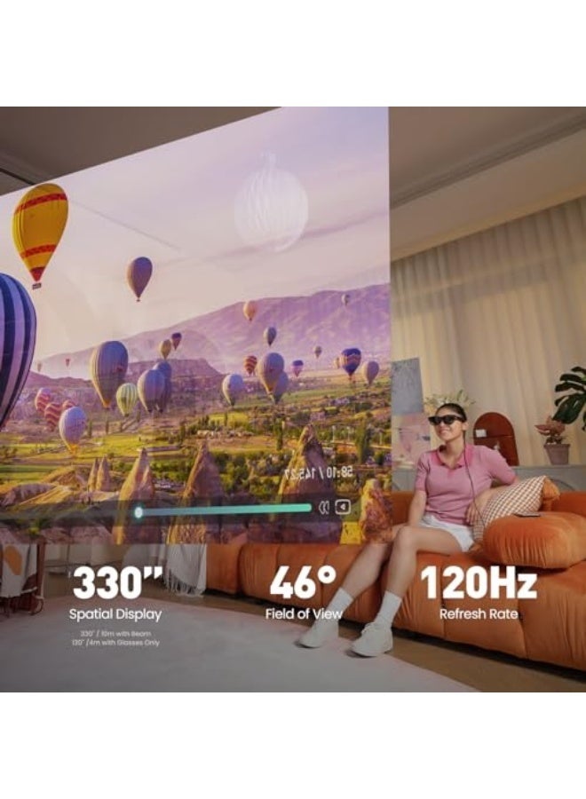 اكسريال XREAL Air 2 Pro AR، شاشة ذكية قابلة للارتداء مع 3 ملفات تعريف كهربائية، 120 هرتز 330 هرتز، نظارات ذكية، شاشة ألعاب، متوافقة مع iPhone 16/15، Steam Deck/ROG G/Mac/PC/Android/iOS - Image 3
