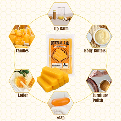TRINIDa 8oz Yellow Beeswax Bars, Natural Organic Beeswax Block 8 PCS, Bees Wax Candle Making, Beeswax for Candle Making, Bees Wax Making for Skincare, Lip Balms, Lotions, Cosmetic Grade - Image 3