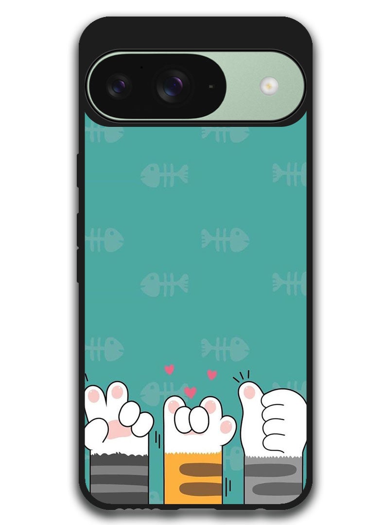 Theodor Protective Case Anti Scratch Shock Proof Bumper Cover For Google Pixel 9 Cat Paws - Image 1