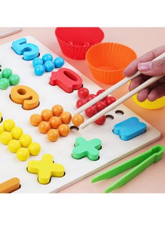 ماركة غير محددة لعبة MIKNEKE Montessori لعدّ الأرقام باستخدام لوح خرز، مواد خشبية لتعلم الرياضيات للأطفال في مرحلة ما قبل المدرسة، لعبة مونتيسوري لتعليم الأرقام للأطفال الصغار ورياض الأطفال (لوح خرز)  - Image 4