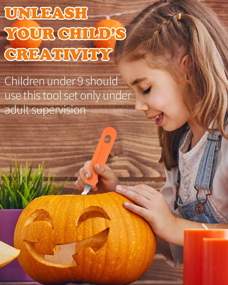 Hidnvefen Halloween Pumpkin Carving Tools Kit, Professional and Heavy Duty Stainless Steel Pumpkin Cutter Knife Saw Scoop Tools Set for Kids or Adults, 7Pcs Carving Set for Halloween Decoration Jack-O-Lanterns - Image 5