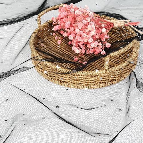 Homiest Glitter Tulle Fabric Rolls with Star Moon Sequin 10 Yards x 54 Inch Wide Black Tulle Rolls for Tutu Skirt Bridal Veil Wedding Arch Party Decorations - Image 3