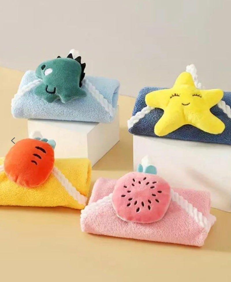 Reexplore Super Absorber Light Weight Microfiber Towel Napkin with Loop Hanging for Cute Kids Hand Towels | Hanging Hand Towel for Bathroom & Kitchen (,Pack of 4) - Image 2