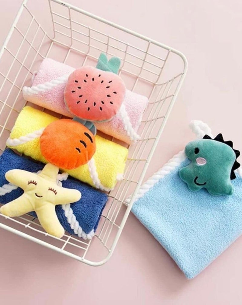 Reexplore Super Absorber Light Weight Microfiber Towel Napkin with Loop Hanging for Cute Kids Hand Towels | Hanging Hand Towel for Bathroom & Kitchen (,Pack of 4) - Image 5