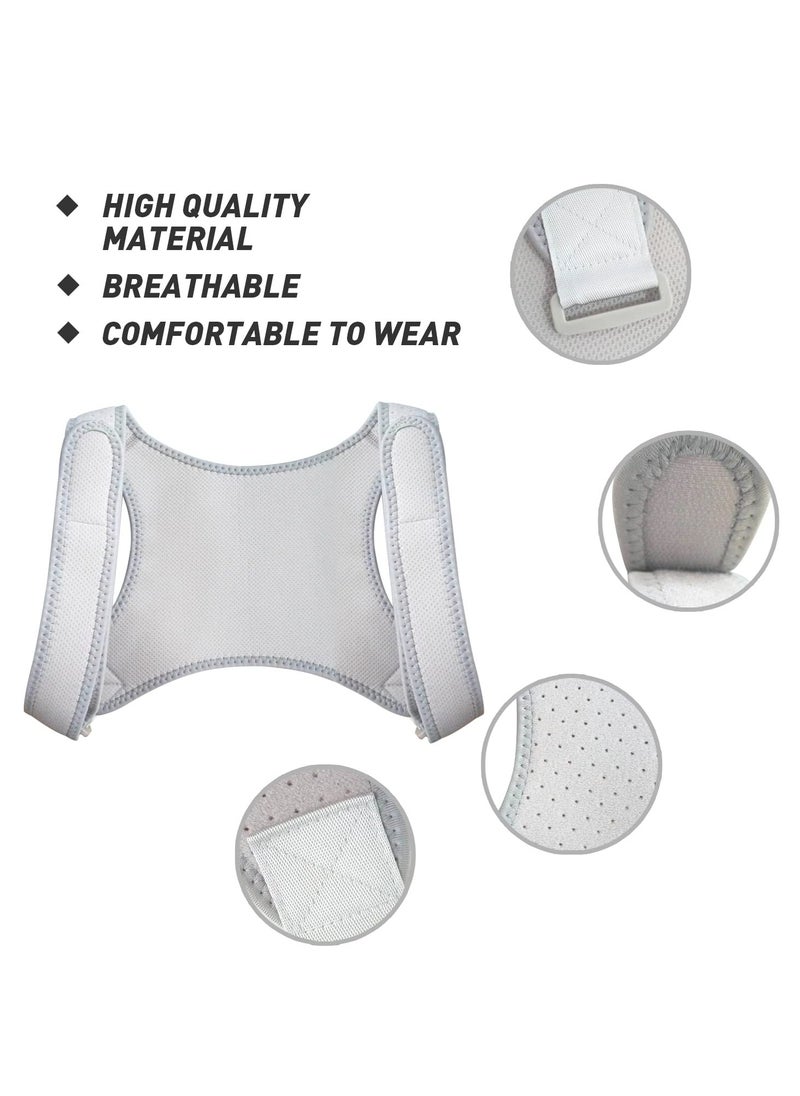 KASTWAVE Adjustable Back Brace Posture Corrector - Comfortable Upper Spine Support for Women and Men, Relieve Neck Shoulder Clavicle, and Back Pain,Breathable Grey Design  - Image 2