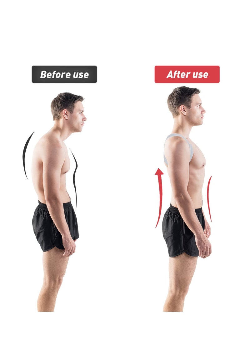 KASTWAVE Adjustable Back Brace Posture Corrector - Comfortable Upper Spine Support for Women and Men, Relieve Neck Shoulder Clavicle, and Back Pain,Breathable Grey Design  - Image 3