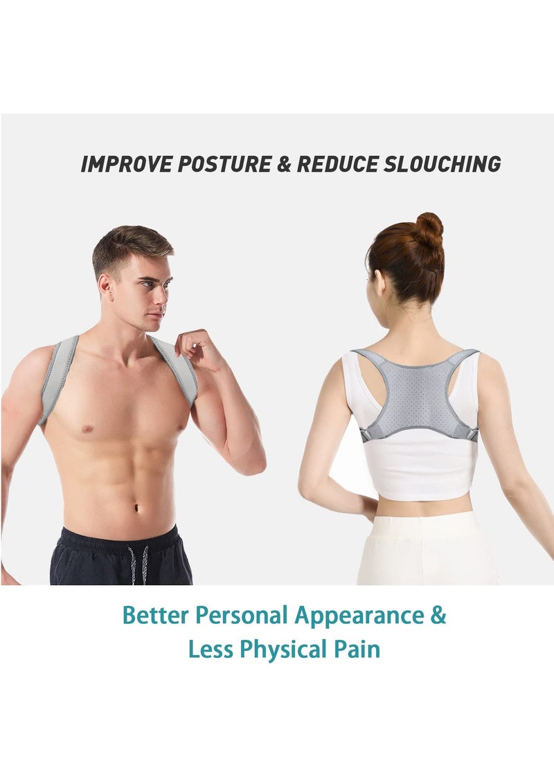 KASTWAVE Adjustable Back Brace Posture Corrector - Comfortable Upper Spine Support for Women and Men, Relieve Neck Shoulder Clavicle, and Back Pain,Breathable Grey Design  - Image 5