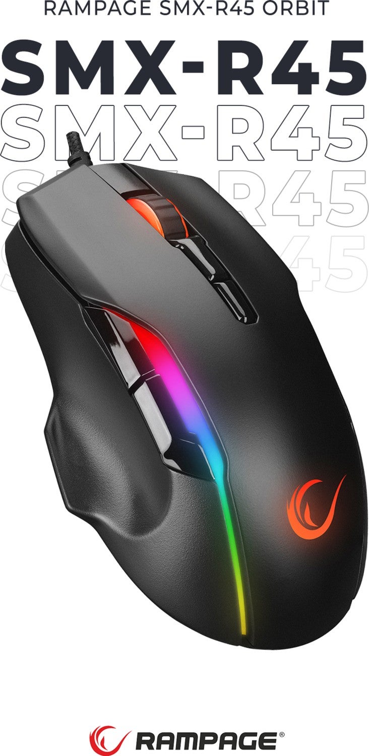 Rampage SMX-R45 ORBIT RGB LED Macro 6400 DPi Drag Click Gaming Pro Gaming Mouse  - Image 1