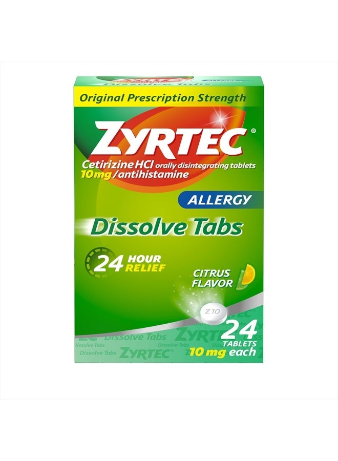 ZYRTEC 24 Hour Allergy Relief Dissolving Tablets with 10 mg Cetirizine HCl Antihistamine, Allergy Medicine for Relief from Allergies Caused by Ragweed & Tree Pollen, Citrus Flavor, 24 ct - Image 1