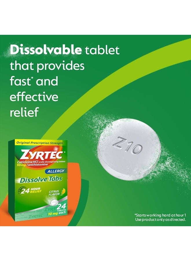 ZYRTEC 24 Hour Allergy Relief Dissolving Tablets with 10 mg Cetirizine HCl Antihistamine, Allergy Medicine for Relief from Allergies Caused by Ragweed & Tree Pollen, Citrus Flavor, 24 ct - Image 4