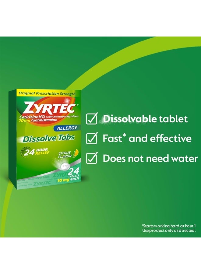 ZYRTEC 24 Hour Allergy Relief Dissolving Tablets with 10 mg Cetirizine HCl Antihistamine, Allergy Medicine for Relief from Allergies Caused by Ragweed & Tree Pollen, Citrus Flavor, 24 ct - Image 5