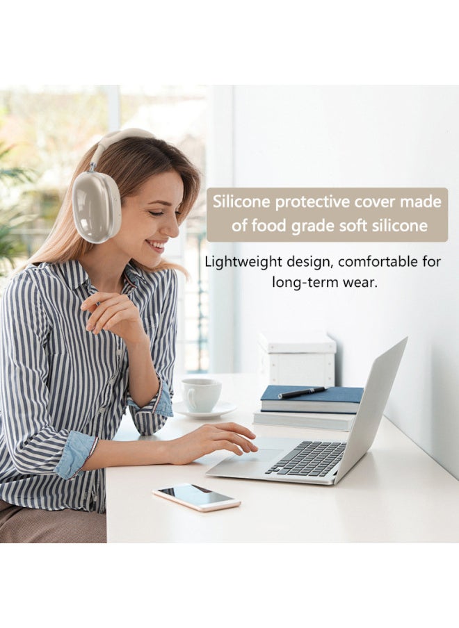 Generic - Suitable For Apple Airpodsmax Protective Shell Airpodsmax Silicone Case Max Earphone Shell Tpu Four-piece Set-Color:Tpu Transparent White*silver White 4-piece Set (mesh Cover*1+headband Cover*1+shell Cover*1 Pair+ear Cushion Cover*1 Pair)-Applicable Models:Universal For Airpods Max1/2 Generations - Image 1