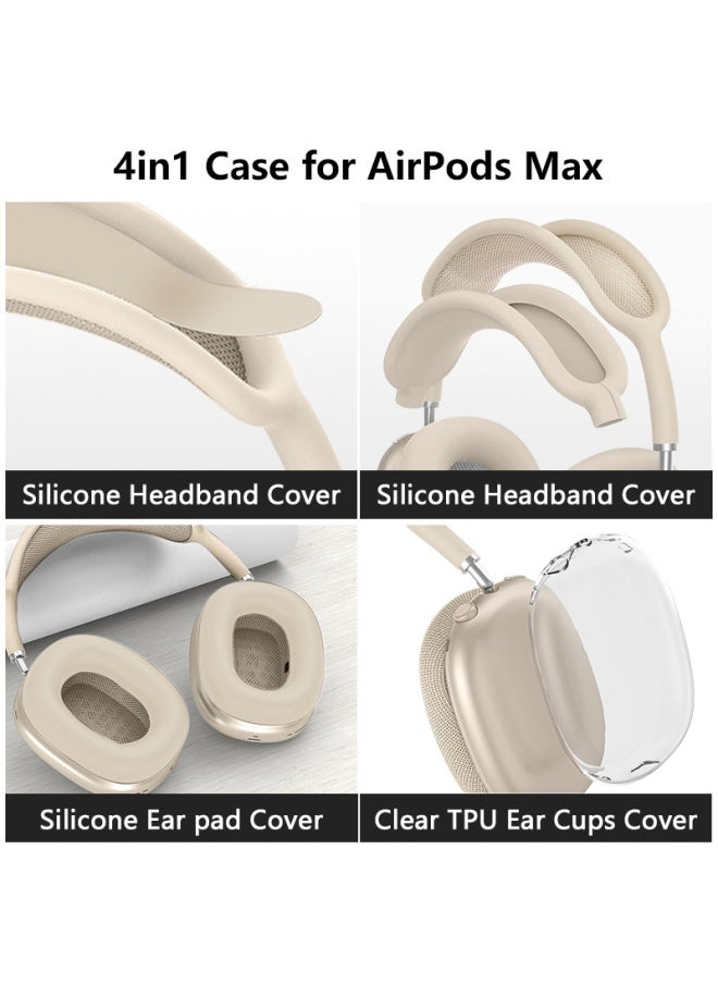 Generic - Suitable For Apple Airpodsmax Protective Shell Airpodsmax Silicone Case Max Earphone Shell Tpu Four-piece Set-Color:Tpu Transparent White*silver White 4-piece Set (mesh Cover*1+headband Cover*1+shell Cover*1 Pair+ear Cushion Cover*1 Pair)-Applicable Models:Universal For Airpods Max1/2 Generations - Image 1