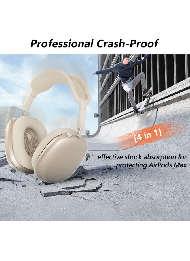 Generic - Suitable For Apple Airpodsmax Protective Shell Airpodsmax Silicone Case Max Earphone Shell Tpu Four-piece Set-Color:Tpu Transparent White*silver White 4-piece Set (mesh Cover*1+headband Cover*1+shell Cover*1 Pair+ear Cushion Cover*1 Pair)-Applicable Models:Universal For Airpods Max1/2 Generations - Image 1