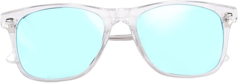 Smart Sunglasses with Speaker Noise Cancelling Mic IP65 Waterproof Blue Lens White Frame - Image 1