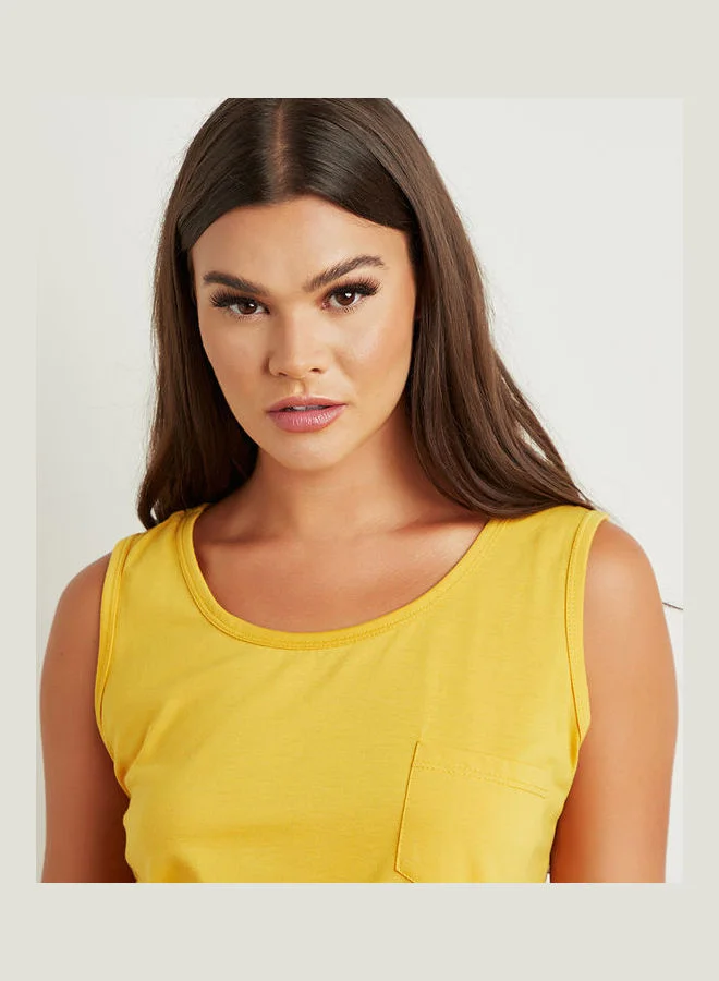 Styli Solid Pocket Detail Vest and Short Set