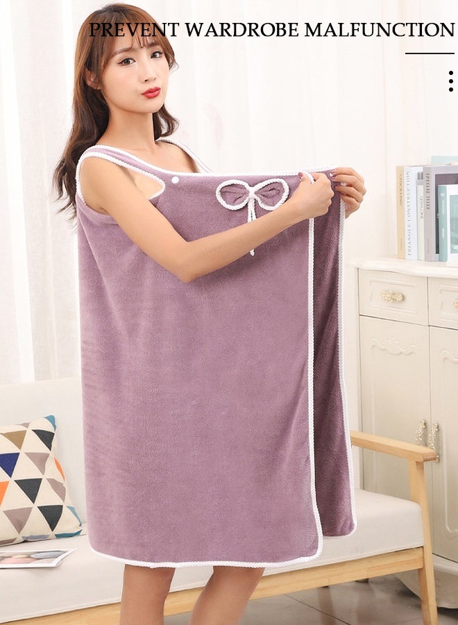 DUNISO روب حمام نسائي، بدون أكتاف، منشفة حمام يمكن ارتداؤها سريعة الجفاف وخفيفة الوزن وشديدة الامتصاص للماء على الشاطئ والمنتجعات الصحية وأرواب حمام منزلق، فستان استحمام، غطاء للاستحمام، فستان ملابس نوم، رداء نوم - Image 3