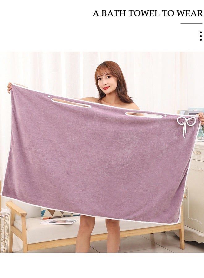 DUNISO روب حمام نسائي، بدون أكتاف، منشفة حمام يمكن ارتداؤها سريعة الجفاف وخفيفة الوزن وشديدة الامتصاص للماء على الشاطئ والمنتجعات الصحية وأرواب حمام منزلق، فستان استحمام، غطاء للاستحمام، فستان ملابس نوم، رداء نوم - Image 2