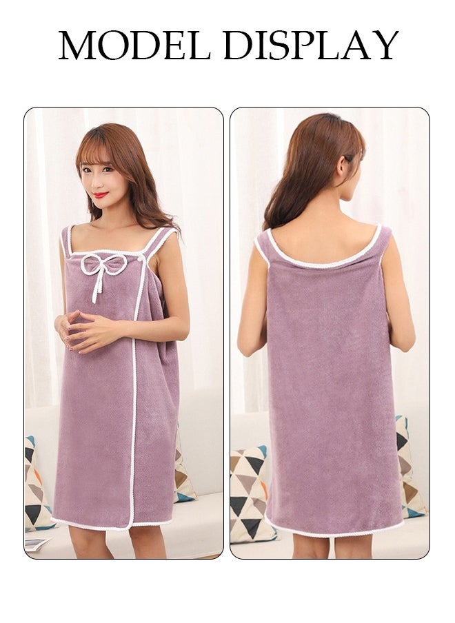 DUNISO - Women's Bath Robe, Off Shoulder Wearable Bath Towel Quick Dry Lightweight Highly Water Absorbent Beach Spa Gym Bathrobes Slip Dress Bathing Shower Cover Up Tube Dress Nightwear Sleeping Robe - Image 1